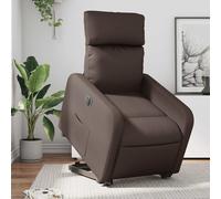 vidaXL Sillón reclinable elevable eléctrico de cuero sintético marrón