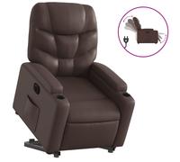 vidaXL Sillón reclinable elevable eléctrico de cuero sintético marrón