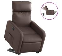 vidaXL Sillón reclinable elevable eléctrico de cuero sintético marrón