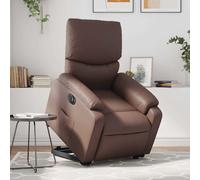vidaXL Sillón reclinable elevable eléctrico de cuero sintético marrón