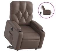 vidaXL Sillón reclinable elevable eléctrico de cuero sintético marrón