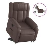 Vidaxl sillón reclinable elevable eléctrico de cuero sintético marrón