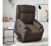 Vidaxl sillón reclinable elevable eléctrico de cuero sintético marrón