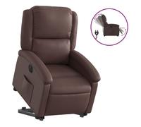 Vidaxl sillón reclinable elevable eléctrico de cuero sintético marrón