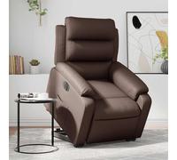 Sillón reclinable eléctrico de color marrón, con ayuda para levantarse, tapizado en cuero sintético, marca vidaXL