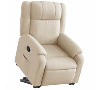 vidaXL Sillón Reclinable Elevable, Silla con Respaldo Reposabrazos, Sillón Orejero de Relax Descanso TV, Asiento Ajustable, Tela Color Crema