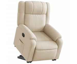 vidaXL Sillón Reclinable Elevable, Silla con Respaldo Reposabrazos, Sillón Orejero de Relax Descanso TV, Asiento Ajustable, Tela Color Crema