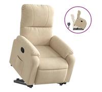 Vidaxl sillón reclinable elevable tela de microfibra color crema