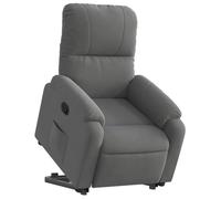 vidaXL Sillón Reclinable Elevable – Orejero, Asiento para personas mayores, Microfibra gris oscuro