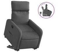 Vidaxl Sillón Reclinable Elevable Tela Gris Claro, Gris Oscuro, Negro - Sillón para Personas Mayores - Silla de Descanso con Reposapiés y Respaldo Ajustables Dark gray