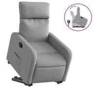 Vidaxl Sillón Reclinable Elevable Tela Gris Claro, Gris Oscuro, Negro - Sillón para Personas Mayores - Silla de Descanso con Reposapiés y Respaldo Ajustables Light gray