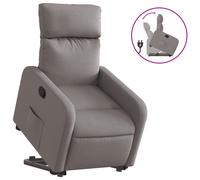 Vidaxl Sillón Reclinable Elevable Tela Gris Claro, Gris Oscuro, Negro - Sillón para Personas Mayores - Silla de Descanso con Reposapiés y Respaldo Ajustables Taupé