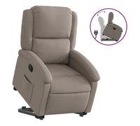 vidaXL Sillón reclinable elevable de tela gris taupe