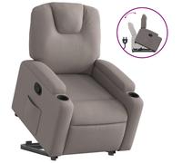 vidaXL Sillón reclinable elevable tela gris taupe