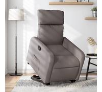 Vidaxl Sillón Reclinable Elevable Tela Gris Claro, Gris Oscuro, Negro - Sillón para Personas Mayores - Silla de Descanso con Reposapiés y Respaldo Ajustables Taupé