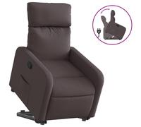 vidaXL Sillón reclinable elevable tela marrón oscuro