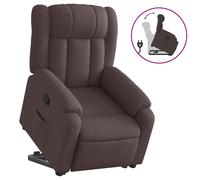 vidaXL Sillón reclinable elevable tela marrón oscuro