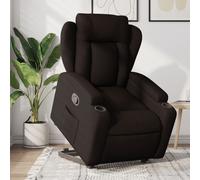 vidaXL Sillón Reclinable Elevable de Tela – Asiento Ajustable para Ancianos, Marrón Oscuro