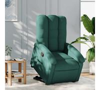 vidaXL Sillón reclinable elevable tela verde oscuro