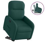 vidaXL Sillón reclinable elevable tela verde oscuro