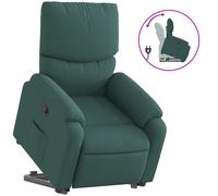 vidaXL Sillón reclinable elevable tela verde oscuro