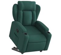 vidaXL Sillón reclinable elevable, Respaldo, reposabrazos ajustable para ancianos tela verde oscuro