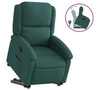 Vidaxl sillón reclinable elevable tela verde oscuro
