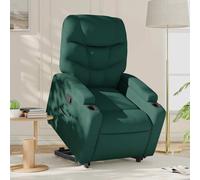 vidaXL Sillón reclinable elevable tela verde oscuro