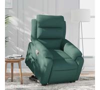 Vidaxl sillón reclinable elevable tela verde oscuro