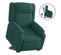 vidaXL Sillón reclinable elevable tela verde oscuro