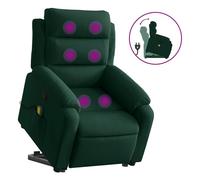 vidaXL Sillón reclinable elevable Terciopelo Verde Oscuro