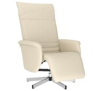 vidaXL Sillón reclinable con reposapiés y reposabrazos - Cuero sintético color crema