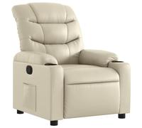 vidaXL Sillón reclinable Relax con reposabrazos, asiento ajustable, cuero sintético Crema