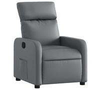 vidaXL Sillón Reclinable, Silla con Respaldo Reposabrazos, Sillón de Relax Descanso TV, Asiento Ajustable para Casa, Cuero Sintético Gris