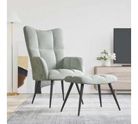 vidaXL Sillón relajante con Puff Gris Claro Terciopelo