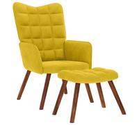 vidaXL Sillón relajante con taburete de terciopelo amarillo