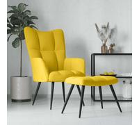 vidaXL Sillón relajante con taburete de terciopelo amarillo mostaza