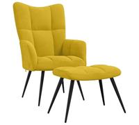 vidaXL Sillón Relajante con Taburete de Terciopelo Amarillo Mostaza
