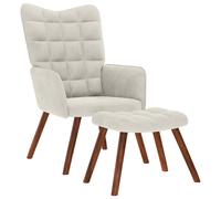 vidaXL Sillón relajante con taburete de terciopelo color crema