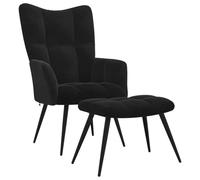vidaXL Sillón Relajante con Taburete de Terciopelo Negro