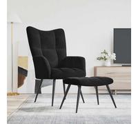 vidaXL Sillón relajante con taburete de terciopelo negro