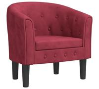 vidaXL Sillón, Silla con Respaldo Reposabrazos, Butaca de Relax Descanso TV, Asiento para Salón Oficina Dormitorio, Terciopelo Rojo Tinto