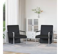 vidaXL Sillones Modernos Tapizado cuero sintético negro con Patas Cromadas – 2 unidades