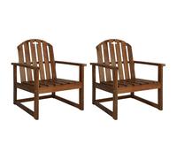 vidaXL Sillones de jardín Acacia de madera con reposabrazos Marrón – Set de 2