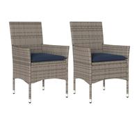 vidaXL Sillones de Jardín con Cojines 2 uds, Asientos con Respaldos, Sillas de Comedor, Muebles para Patio Balcón, Ratán Sintético Gris