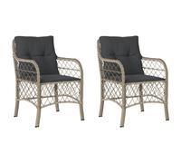 vidaXL Sillones de jardín con cojines 2 uds ratán sintético gris
