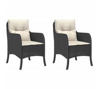vidaXL Sillones de Jardín con Cojines 2 uds, Sillones de Comedor Bistró, Asientos Exterior, Muebles para Patio Terraza, Ratán Sintético Negro