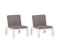 Vidaxl sillones de jardín con cojines 2 unidades plástico blanco