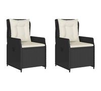 vidaXL Sillones de jardín reclinables 2 uds ratán sintético negro