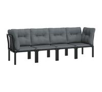 Vidaxl Sillones Esquina de Jardín Ratán PE Negro y Gris 2x corner + 2x central